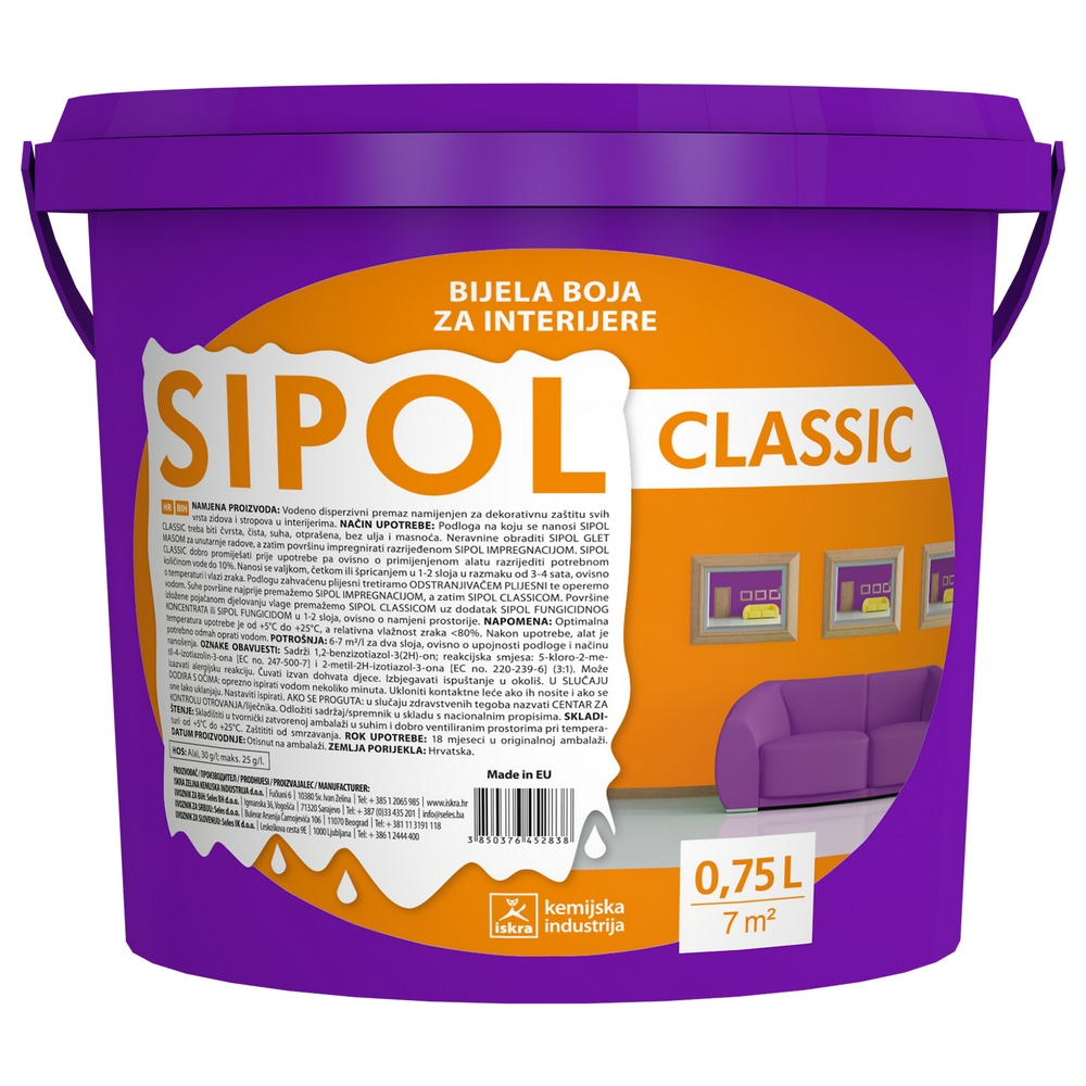 Boja za zid ISKRA SIPOL CLASSIC 0,75L